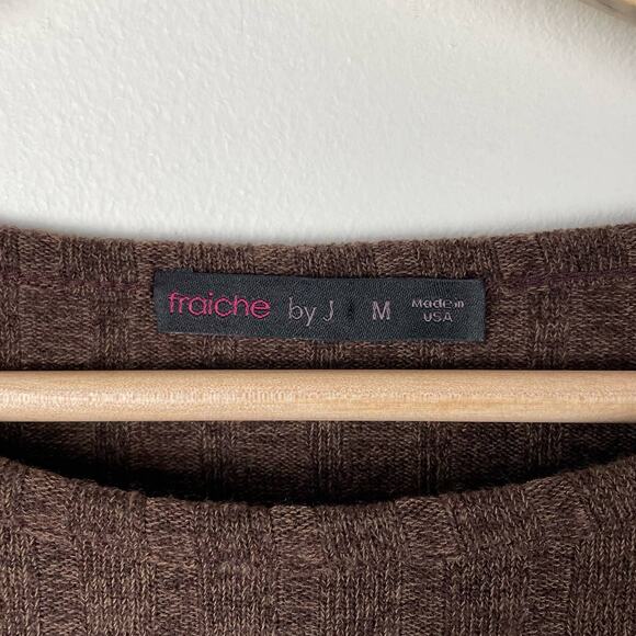 Fraiche by J Chocolate Brown Ribbed Knit Tie Front Long Sleeve Dress Size M - Picture 4 of 10